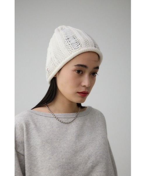 AZUL by moussy（アズールバイマウジー）の「クラッシュニットビーニー（ニットキャップ/ビーニー・レディース・グレー/アイボリー・FREE）」の12枚目の写真