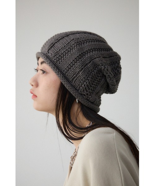 AZUL by moussy（アズールバイマウジー）の「クラッシュニットビーニー（ニットキャップ/ビーニー・レディース・グレー/アイボリー・FREE）」の7枚目の写真