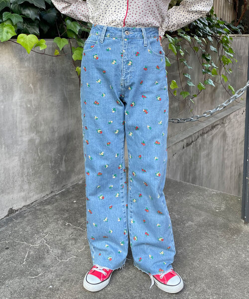 HELLO.SANFRANCISCO（ハローサンフランシスコ）の「【HELLO.SANFRANCISCO/ハローサンフランシスコ】フラワー刺繍デニム（デニムパンツ・レディース・サックスブルー・MEDIUM/SMALL/X-SMALL）」の12枚目の写真