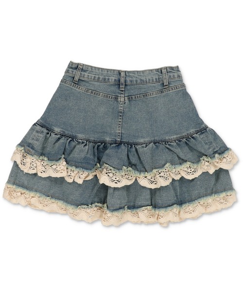 SPINNS（スピンズ）の「デニムティアードミニスカート/レース（デニムスカート・レディース・ブルー/ブラック・ONESIZE）」の17枚目の写真