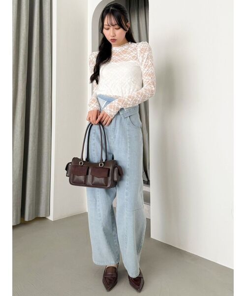 dazzlin（ダズリン）の「レースコンパクトミニマルトップス（Tシャツ/カットソー・レディース・オフホワイト/ブラック・FREE）」の12枚目の写真