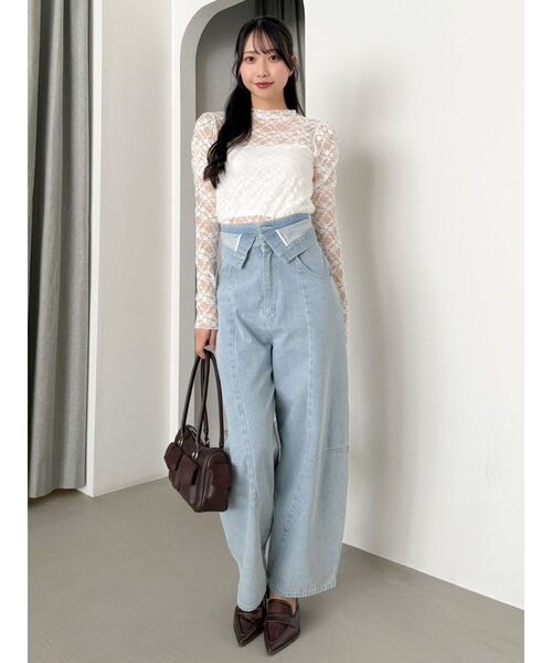 dazzlin（ダズリン）の「レースコンパクトミニマルトップス（Tシャツ/カットソー・レディース・オフホワイト/ブラック・FREE）」の13枚目の写真