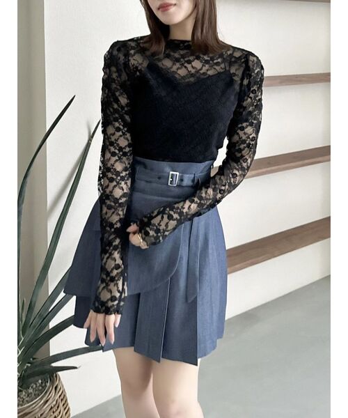 dazzlin（ダズリン）の「レースコンパクトミニマルトップス（Tシャツ/カットソー・レディース・オフホワイト/ブラック・FREE）」の18枚目の写真