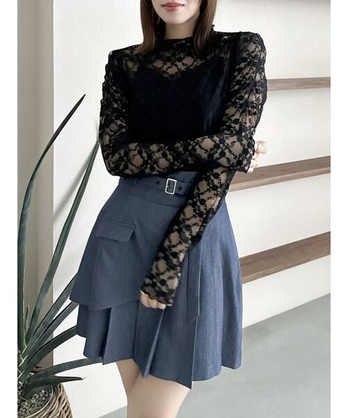 dazzlin（ダズリン）の「レースコンパクトミニマルトップス（Tシャツ/カットソー・レディース・オフホワイト/ブラック・FREE）」の19枚目の写真