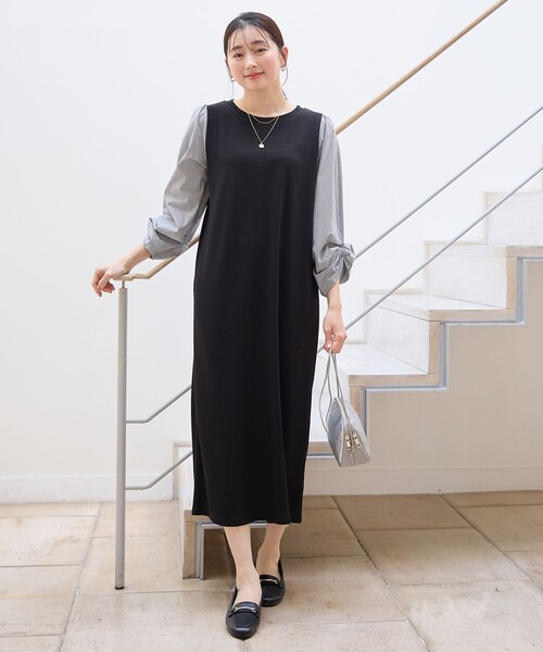 ANY(エニィ)の「【洗濯機可】コンビネーションワンピース(ワンピース・レディース・ネイビー系/ブラック系・F)」の8枚目の写真