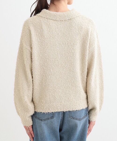 Cutie Blonde（キューティーブロンド）の「【S-LL】大人ヘルシー やわらかカールヤーン ポロニット（ニット/セーター・レディース・ネイビー/アイボリー・04/03/02/01）」の5枚目の写真