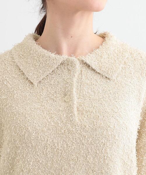 Cutie Blonde（キューティーブロンド）の「【S-LL】大人ヘルシー やわらかカールヤーン ポロニット（ニット/セーター・レディース・ネイビー/アイボリー・04/03/02/01）」の6枚目の写真