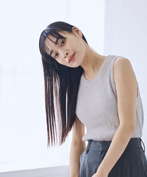 RONEL(ロネル)の「ブークレニットタンクトップ(ニット/セーター・レディース・グレー/ライトグレー/ライラック/ケリーグリーン・FREE)」の6枚目の写真