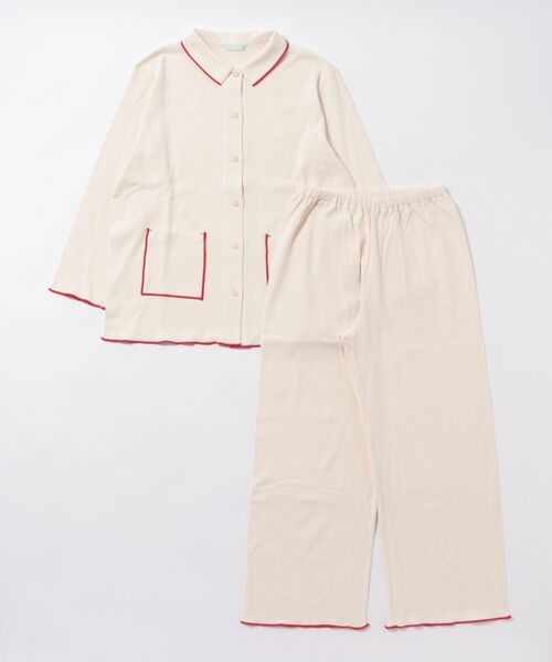 KID BLUE（キッドブルー）の「キッドブルー -２５リブメロー -長袖パジャマ -KNBK508 -kidblue（ルームウェア/パジャマ・レディース・アイボリー/ピンク・M/L）」の5枚目の写真