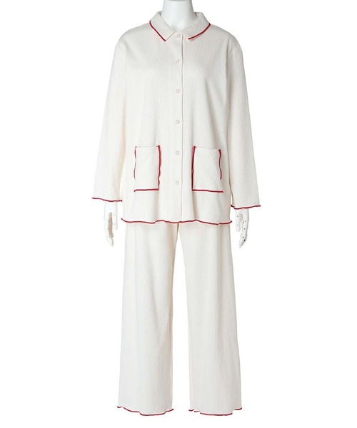 KID BLUE（キッドブルー）の「キッドブルー -２５リブメロー -長袖パジャマ -KNBK508 -kidblue（ルームウェア/パジャマ・レディース・アイボリー/ピンク・M/L）」の6枚目の写真