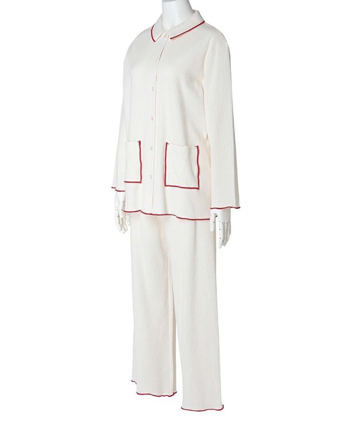 KID BLUE（キッドブルー）の「キッドブルー -２５リブメロー -長袖パジャマ -KNBK508 -kidblue（ルームウェア/パジャマ・レディース・アイボリー/ピンク・M/L）」の7枚目の写真