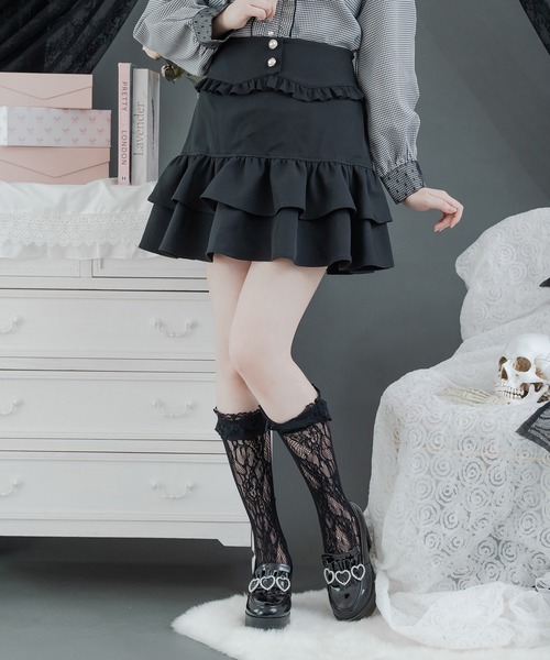 BPN ジャガード切替ハイウエストフリルスカート Pal elfy（パルエルフィー）の「ハイウエストフリルスカート（スカート