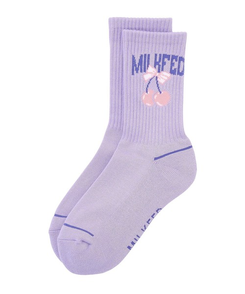 MILKFED.（ミルクフェド）の「RIBBON AND CHERRY SOCKS（ソックス/靴下・レディース・ブラック/ホワイト/ライトパープル・ONE SIZE）」の3枚目の写真