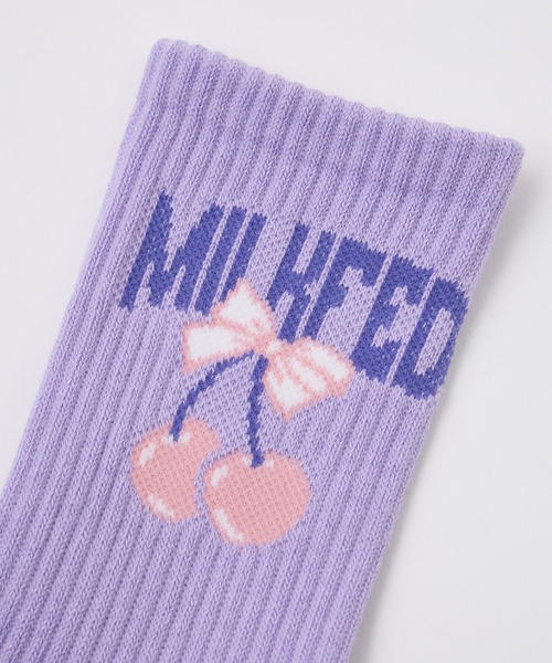 MILKFED.（ミルクフェド）の「RIBBON AND CHERRY SOCKS（ソックス/靴下・レディース・ブラック/ホワイト/ライトパープル・ONE SIZE）」の8枚目の写真