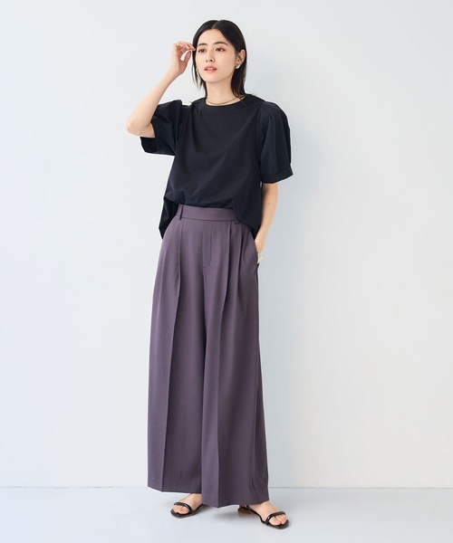 CROSS FUNCTION（クロスファンクション）の「《汗染み防止》エブ楽 異素材ドッキングボリュームスリーブカットソー【CF/クロスファンクション】（Tシャツ/カットソー・レディース・ライトグレー/ブラック・L/M/LL）」の13枚目の写真