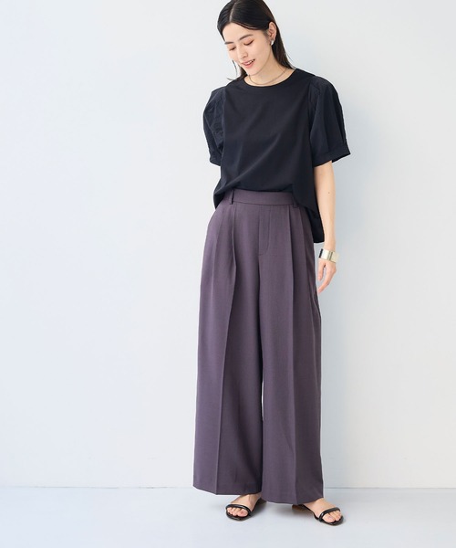 CROSS FUNCTION（クロスファンクション）の「《汗染み防止》エブ楽 異素材ドッキングボリュームスリーブカットソー【CF/クロスファンクション】（Tシャツ/カットソー・レディース・ライトグレー/ブラック・L/M/LL）」の14枚目の写真