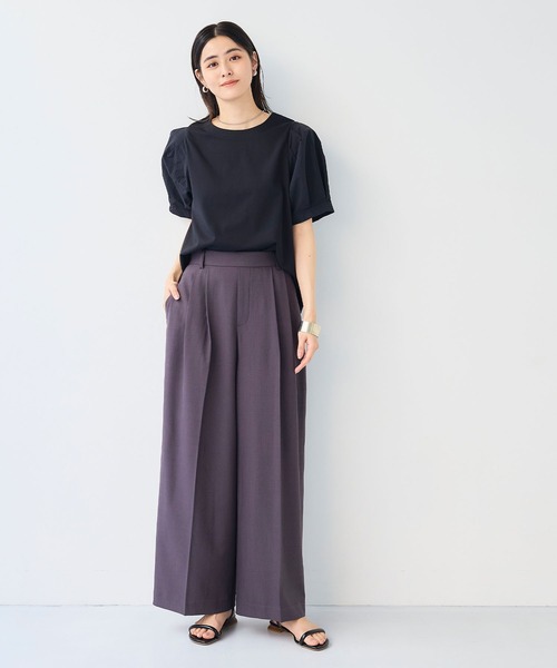 CROSS FUNCTION（クロスファンクション）の「《汗染み防止》エブ楽 異素材ドッキングボリュームスリーブカットソー【CF/クロスファンクション】（Tシャツ/カットソー・レディース・ライトグレー/ブラック・L/M/LL）」の15枚目の写真