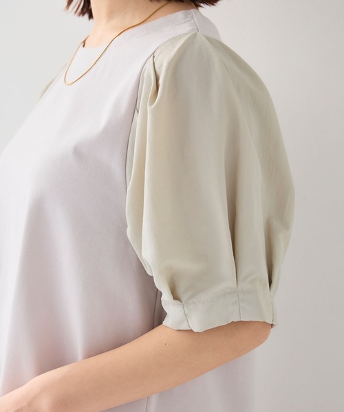 CROSS FUNCTION（クロスファンクション）の「《汗染み防止》エブ楽 異素材ドッキングボリュームスリーブカットソー【CF/クロスファンクション】（Tシャツ/カットソー・レディース・ライトグレー/ブラック・L/M/LL）」の17枚目の写真