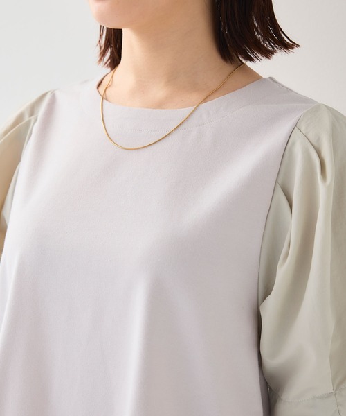 CROSS FUNCTION（クロスファンクション）の「《汗染み防止》エブ楽 異素材ドッキングボリュームスリーブカットソー【CF/クロスファンクション】（Tシャツ/カットソー・レディース・ライトグレー/ブラック・L/M/LL）」の16枚目の写真