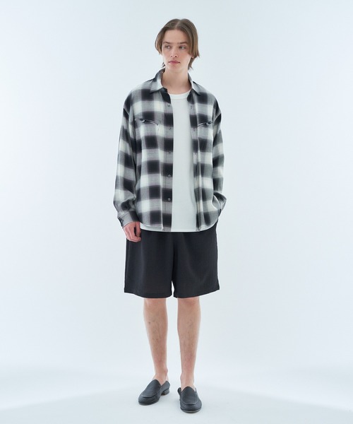ESTNATION（エストネーション）の「ESTNATION / レーヨン オンブレチェックシャツ（シャツ/ブラウス・メンズ・ライトインディゴブルー/ブラックミックス/シャーベット・MEDIUM/LARGE）」の9枚目の写真