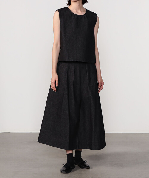 Bshop（ビショップ）の「eunoia | デニム タックスカート WOMEN（デニムスカート・レディース・ブラック・ONE）」の5枚目の写真