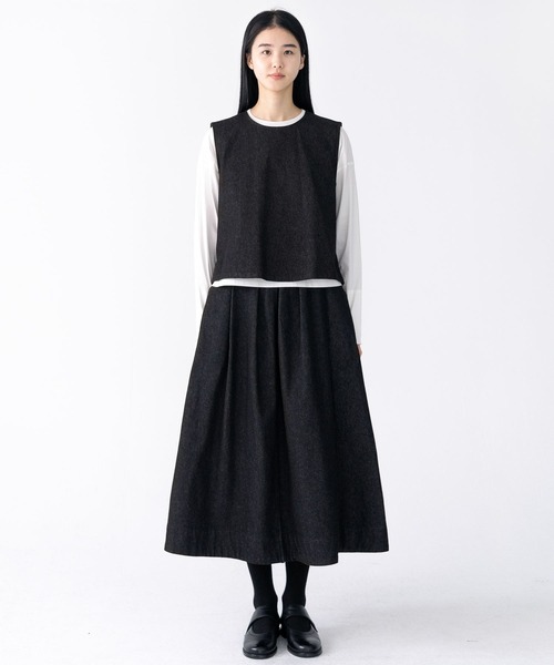 Bshop（ビショップ）の「eunoia | デニム タックスカート WOMEN（デニムスカート・レディース・ブラック・ONE）」の13枚目の写真