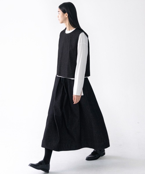 Bshop（ビショップ）の「eunoia | デニム タックスカート WOMEN（デニムスカート・レディース・ブラック・ONE）」の14枚目の写真