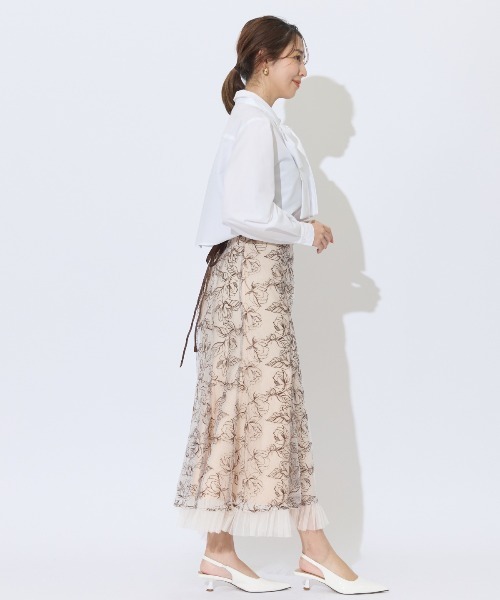 AND COUTURE（アンドクチュール）の「チュールヘムフローラルスカート（スカート・レディース・ライトグレー/ベージュ/ミント・SMALL/MEDIUM）」の14枚目の写真