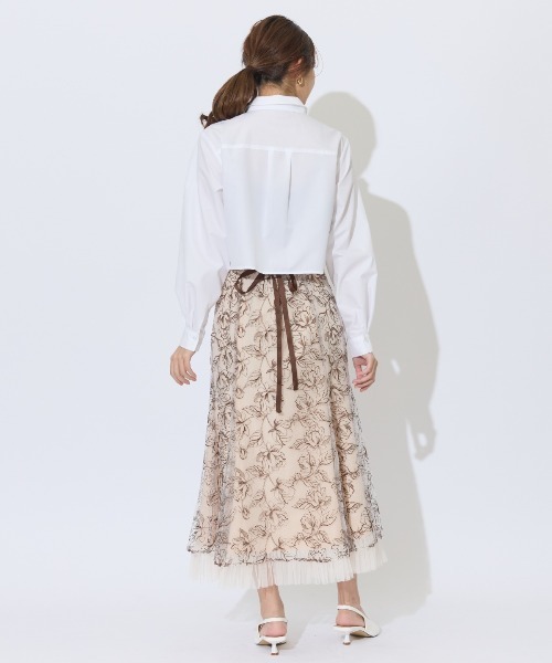 AND COUTURE（アンドクチュール）の「チュールヘムフローラルスカート（スカート・レディース・ライトグレー/ベージュ/ミント・SMALL/MEDIUM）」の15枚目の写真