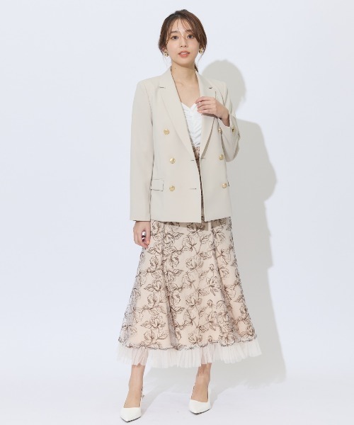 AND COUTURE（アンドクチュール）の「チュールヘムフローラルスカート（スカート・レディース・ライトグレー/ベージュ/ミント・SMALL/MEDIUM）」の16枚目の写真