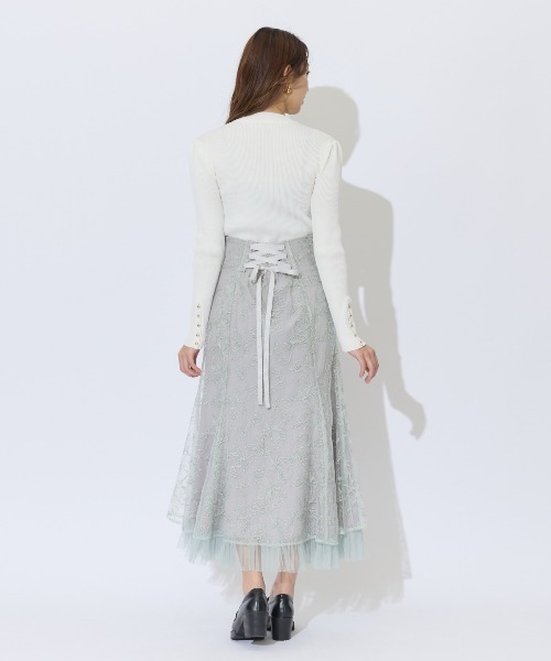AND COUTURE（アンドクチュール）の「チュールヘムフローラルスカート（スカート・レディース・ライトグレー/ベージュ/ミント・SMALL/MEDIUM）」の21枚目の写真