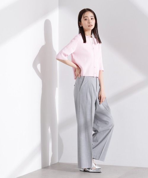 NANO universe（ナノユニバース）の「洗濯機洗い可UVカット接触冷感半袖カーディガン（カーディガン/ボレロ・レディース・ブラック/ホワイト/ピンク・FREE）」の14枚目の写真