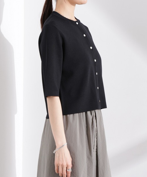 NANO universe（ナノユニバース）の「洗濯機洗い可UVカット接触冷感半袖カーディガン（カーディガン/ボレロ・レディース・ブラック/ホワイト/ピンク・FREE）」の18枚目の写真