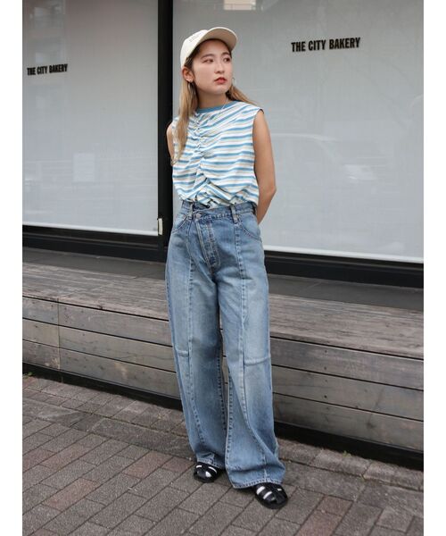 Ungrid（アングリッド）の「ギャザーデザインマルチボーダータンクトップ（タンクトップ・レディース・グリーン系その他/ブルー・FREE）」の8枚目の写真