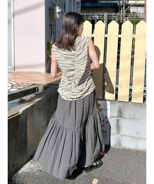 Ungrid（アングリッド）の「ギャザーデザインマルチボーダータンクトップ（タンクトップ・レディース・グリーン系その他/ブルー・FREE）」の13枚目の写真