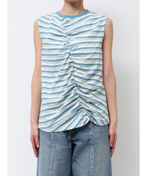 Ungrid（アングリッド）の「ギャザーデザインマルチボーダータンクトップ（タンクトップ・レディース・グリーン系その他/ブルー・FREE）」の14枚目の写真
