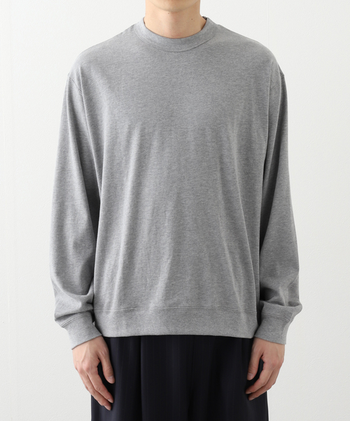 ATON(エイトン)の「ATON (エイトン) SUVIN DOUBLE JERSEY CREWNECK PULLOVER KKAGGM0201(Tシャツ/カットソー・メンズ・グレー/ブラック・4/6)」の4枚目の写真