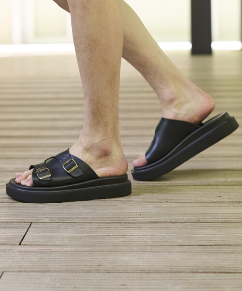 FREAK'S STORE(フリークスストア)の「限定展開 ダブルモンクストラップ スライドサンダル / プラットフォームソール(サンダル・メンズ・チャコールグレー/レオパード/ブラック/グレー系その他/グレイッシュベージュ・23cm/24cm/25cm/26cm/27cm/28cm)」の15枚目の写真