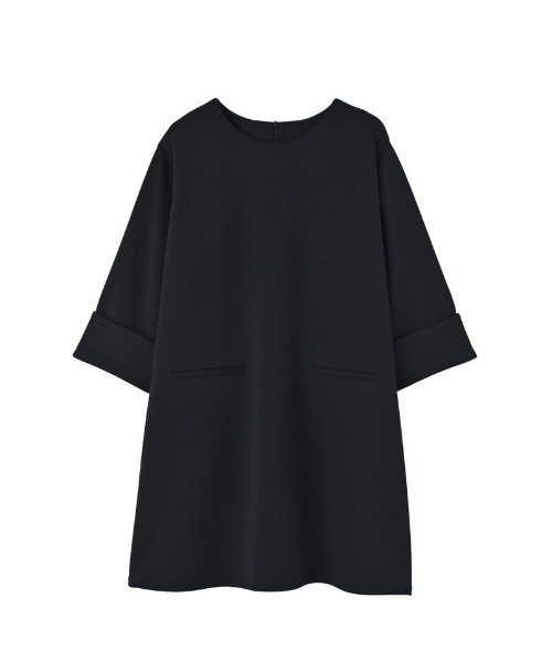 STYLE DELI(スタイルデリ)の「【BLK001】チュニックワンピース(Tシャツ/カットソー・レディース・カーキ/ブラック・FREE)」の2枚目の写真
