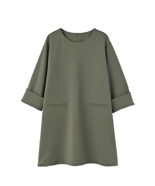 STYLE DELI(スタイルデリ)の「【BLK001】チュニックワンピース(Tシャツ/カットソー・レディース・カーキ/ブラック・FREE)」の3枚目の写真