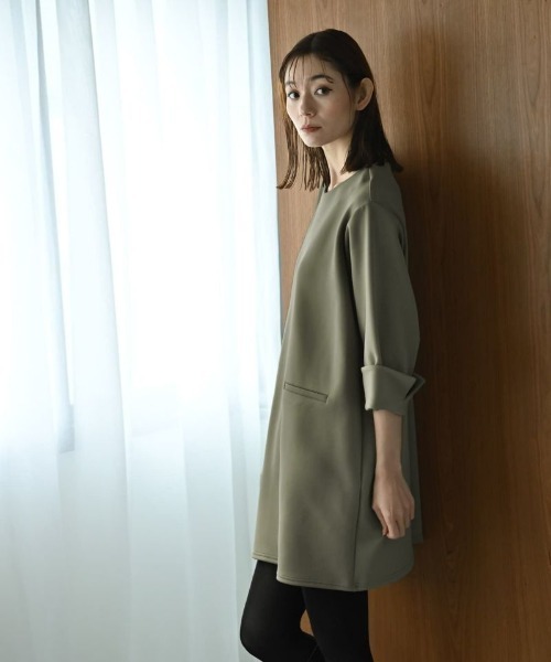 STYLE DELI(スタイルデリ)の「【BLK001】チュニックワンピース(Tシャツ/カットソー・レディース・カーキ/ブラック・FREE)」の5枚目の写真