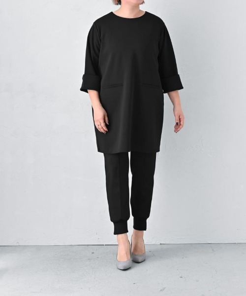 STYLE DELI(スタイルデリ)の「【BLK001】チュニックワンピース(Tシャツ/カットソー・レディース・カーキ/ブラック・FREE)」の13枚目の写真