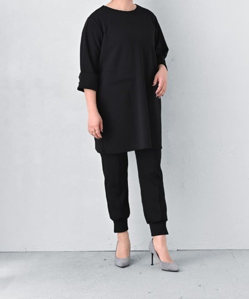 STYLE DELI(スタイルデリ)の「【BLK001】チュニックワンピース(Tシャツ/カットソー・レディース・カーキ/ブラック・FREE)」の16枚目の写真