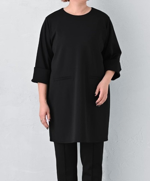 STYLE DELI(スタイルデリ)の「【BLK001】チュニックワンピース(Tシャツ/カットソー・レディース・カーキ/ブラック・FREE)」の17枚目の写真