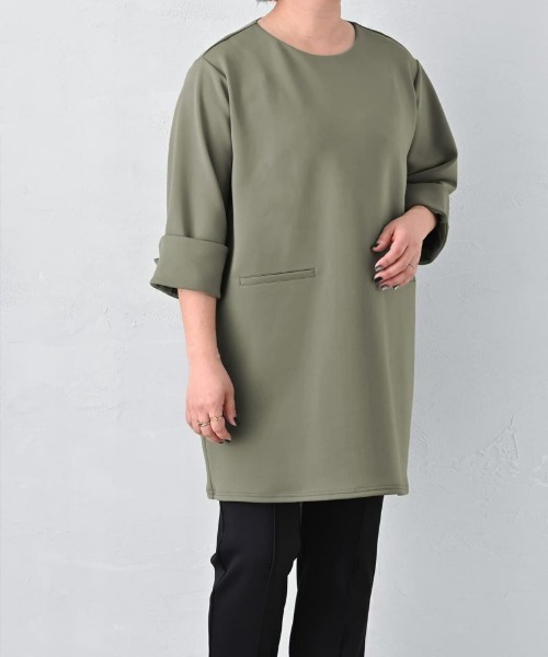 STYLE DELI(スタイルデリ)の「【BLK001】チュニックワンピース(Tシャツ/カットソー・レディース・カーキ/ブラック・FREE)」の22枚目の写真
