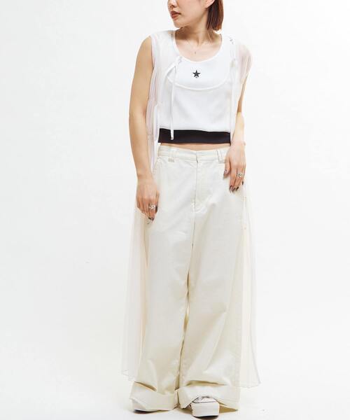 CONVERSE TOKYO（コンバーストウキョウ）の「STAR★ ONEPOINT GARTER RIB TANK TOP（タンクトップ・レディース・ブラック/ピンク/ホワイト・FREE）」の5枚目の写真