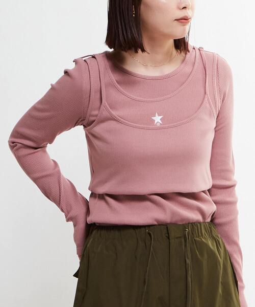 CONVERSE TOKYO（コンバーストウキョウ）の「STAR★ ONEPOINT GARTER RIB TANK TOP（タンクトップ・レディース・ブラック/ピンク/ホワイト・FREE）」の6枚目の写真