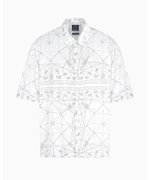 ARMANI EXCHANGE（アルマーニエクスチェンジ）の「【A|X アルマーニ エクスチェンジ】ペイズリープリント 半袖シャツ/COMFORT（シャツ/ブラウス・メンズ・ホワイト/ブラック系1・LARGE/MEDIUM/SMALL/X-LARGE）」の4枚目の写真