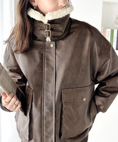 【希少】バーバリー　ムートンジャケット レザー ノバチェック ボア ベルト 茶色 希少】バーバリー ムートンジャケット レザー ノバチェック ボア