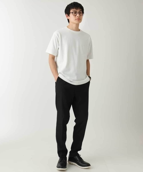 a.v.v(アーヴェヴェ)の「【きれいめな半袖】ジャカードクルーネックカットソー 半袖 ジャケイン ビズカットソー(Tシャツ/カットソー・メンズ・ブラック/ライトグレー/ホワイト・48/46/50/52)」の11枚目の写真